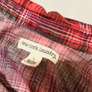 Red plaid button up shirt/dress